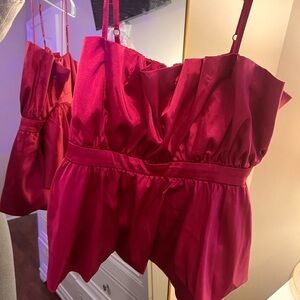 PINK SPAGHETTI STRAP RUFFLE TOP